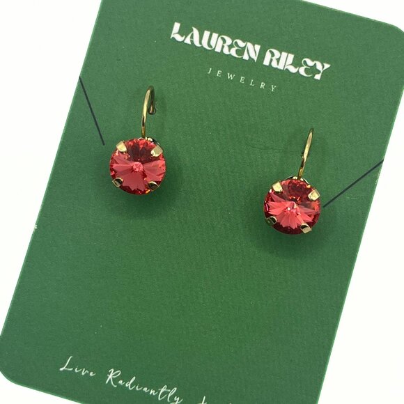 Handmade Peachy Pink Swarovski Crystal Drop Earrings | Gold Plated, Nickel-Free - Picture 4 of 6